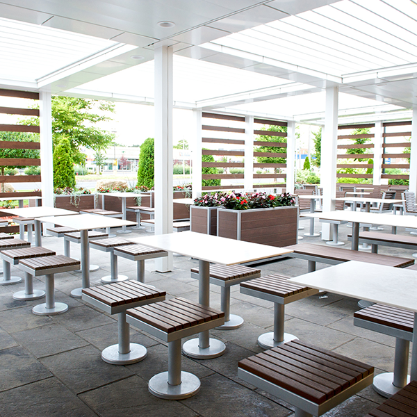 Exterior Restaurant Installation - Custom Dining Furniture - Exterior Restaurant Design - Custom Furniture