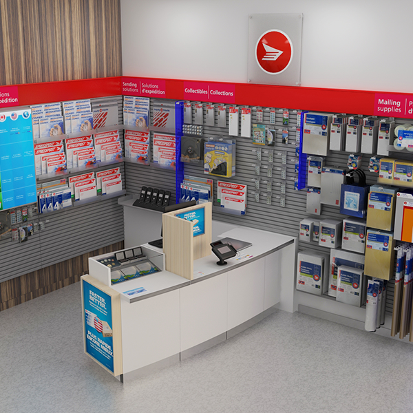 Custom Post Office Furniture Canada Post Store Design- Custom Store-in-Store Retail Furniture - Post Office Desk & Displays