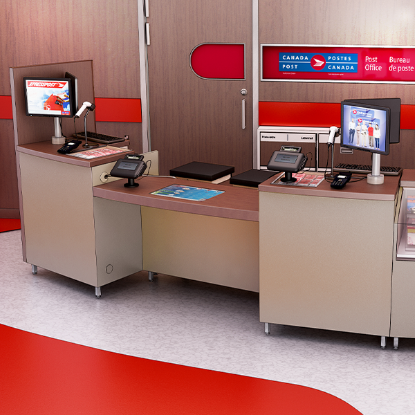 Canada Post Store Design- Custom Store-in-Store Retail Furniture - Post Office Desk
