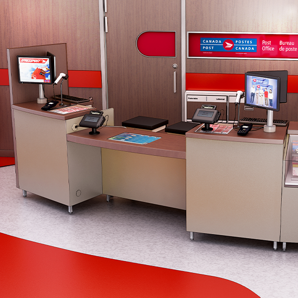 Custom Post Office Furniture Canada Post Store Design- Custom Store-in-Store Retail Furniture - Post Office Desk