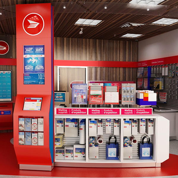 Custom Post Office Furniture Canada Post Store Design- Custom Store-in-Store Retail Furniture - Post Office Desk & Displays