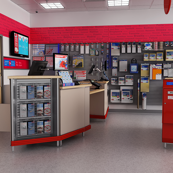Custom Post Office Furniture Canada Post Store Design- Custom Store-in-Store Retail Furniture - Post Office Desk & Displays