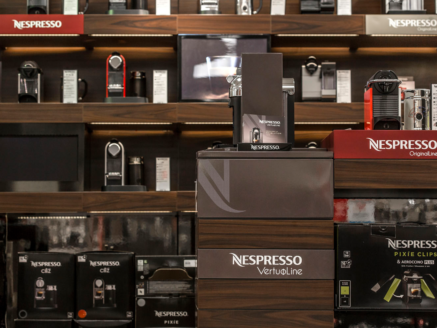 Nespresso Store Design - Custom Shop-in Shop Retail Furniture - Beverage and Houseware Display Fixture - Retail Fixtures