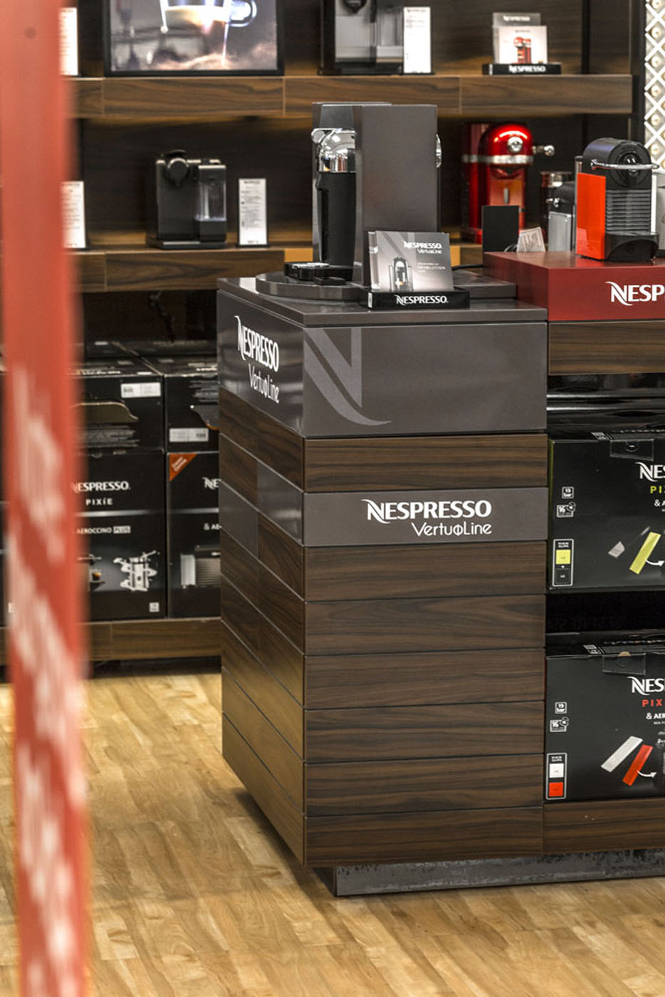 Custom Shop-in Shop Furniture Nespresso Store Design- Custom Shop-in Shop Retail Furniture - Beverage and Houseware Display Fixture