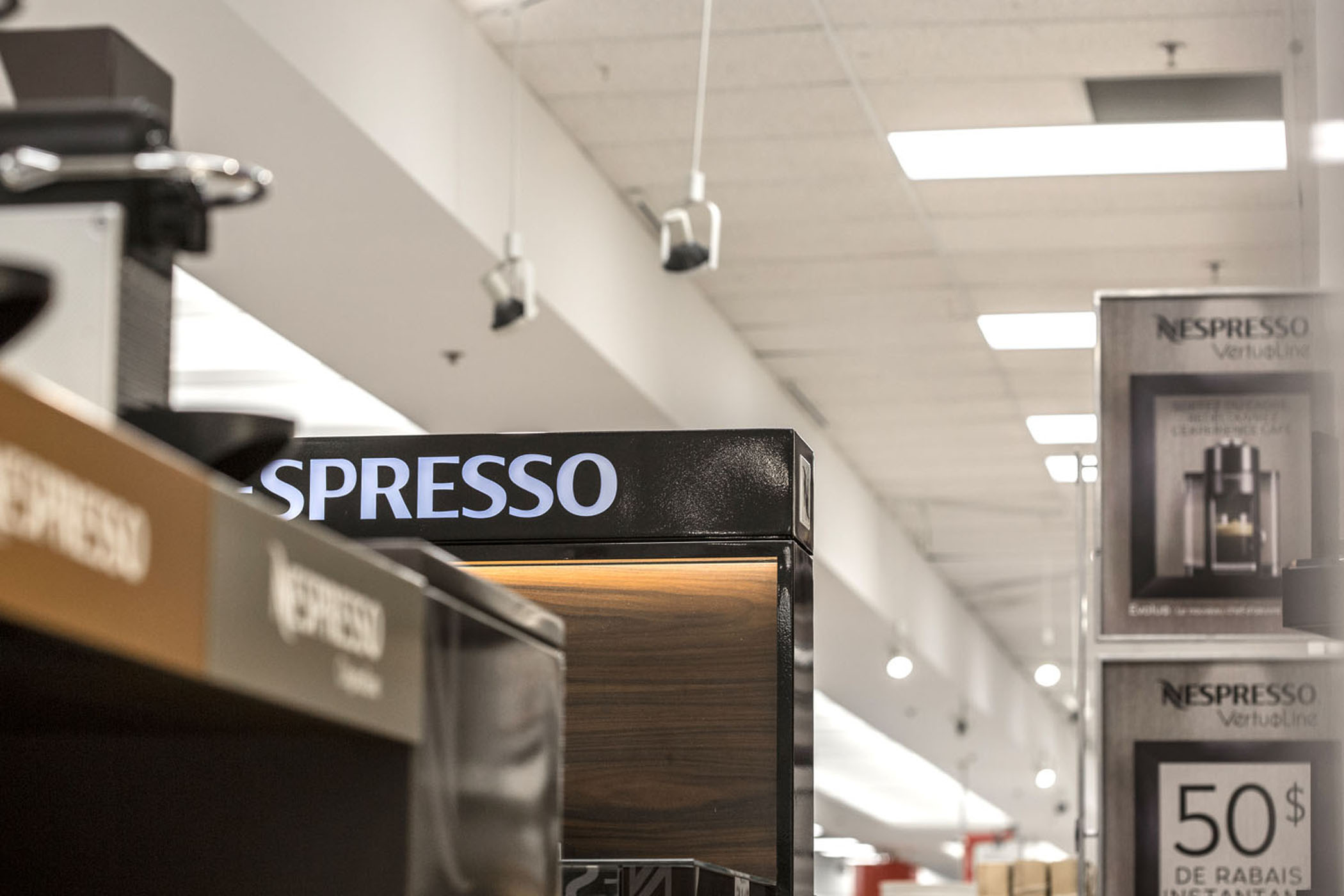 Custom Shop-in Shop Furniture Nespresso Store Design- Custom Shop-in Shop Retail Furniture - Beverage and Houseware Display Fixture