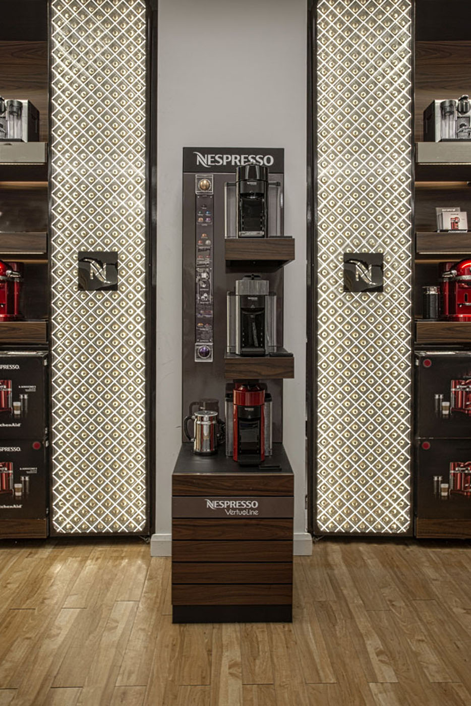 Custom Shop-in Shop Furniture Nespresso Store Design- Custom Shop-in Shop Retail Furniture - Beverage and Houseware Display Fixture