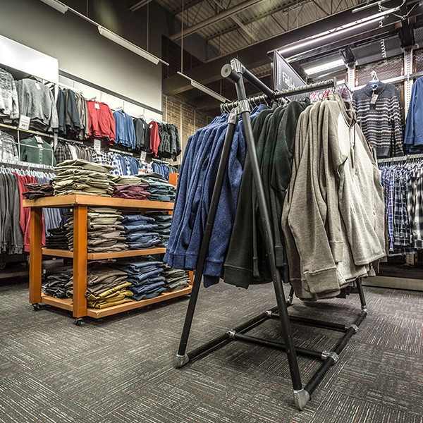 Custom Retail Furniture Mark's Store Design - Custom Retail Furniture - Display table and Retail Clothes Rack