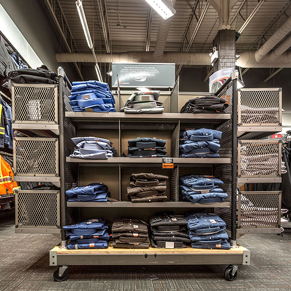 Custom Retail Furniture Mark's Store Design - Custom Retail Furniture - Movable Shelving Unit