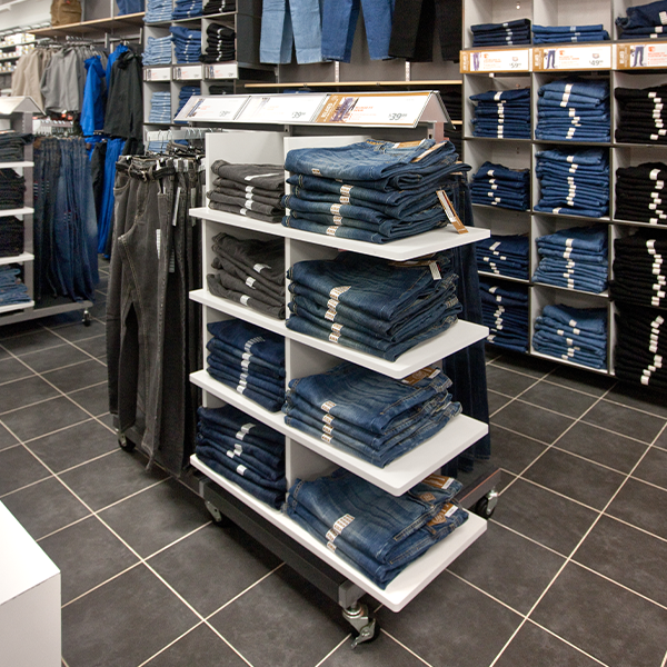Custom Retail Furniture Mark's Store Design - Custom Retail Furniture - Standalone Display Shelving