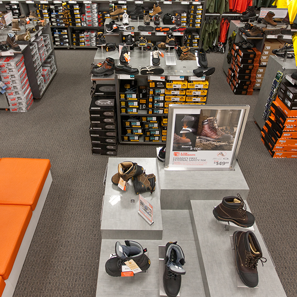 Mark's Store Design - Custom Retail Furniture - Shoe Display Console - Retail Fixtures
