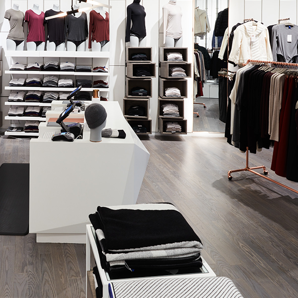 Kit & Ace Store Design - Custom Retail Fixtures - Custom Checkout Counter - Retail Shelving - Fashion Displays