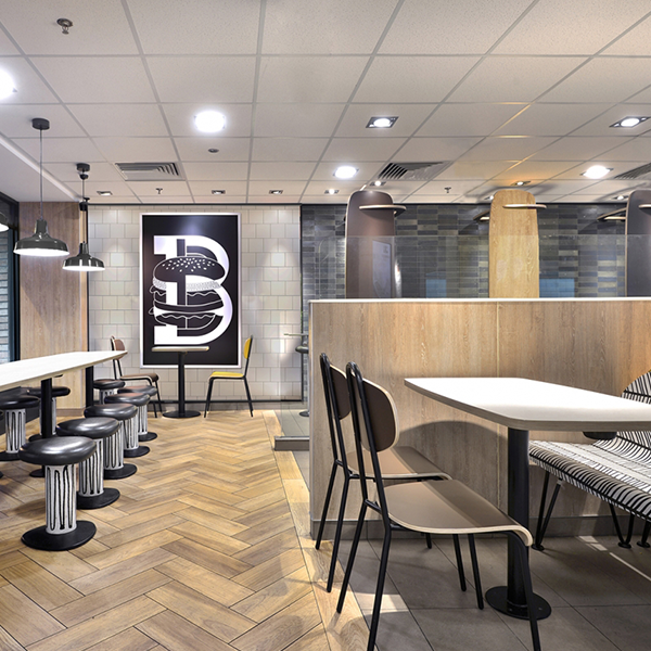 Restaurant Installation - Custom Hospitality Furniture McDonald's Alphabet Restaurant Installation - Custom Hospitality Furniture