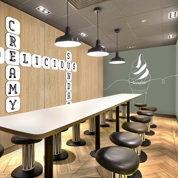 Restaurant Installation - Custom Hospitality Furniture McDonald's Alphabet Restaurant Installation - Custom Hospitality Furniture