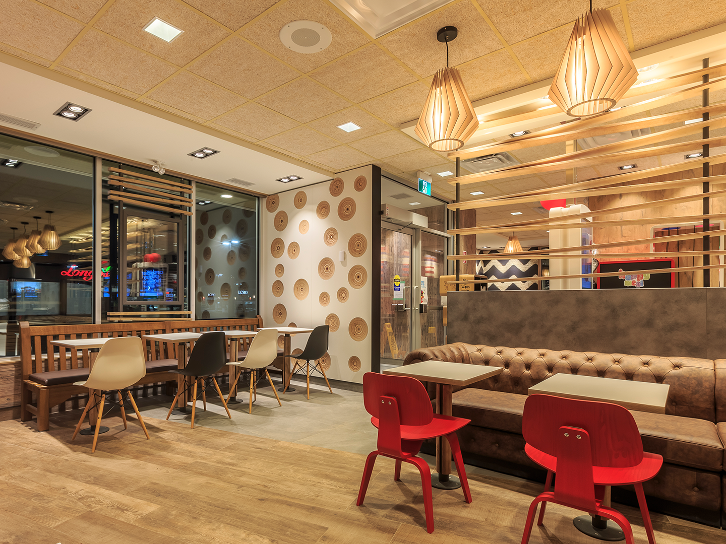 Restaurant Design - Custom Restaurant Furniture - McDonald's Wood and Stone - Custom Fixtures - Custom Furniture