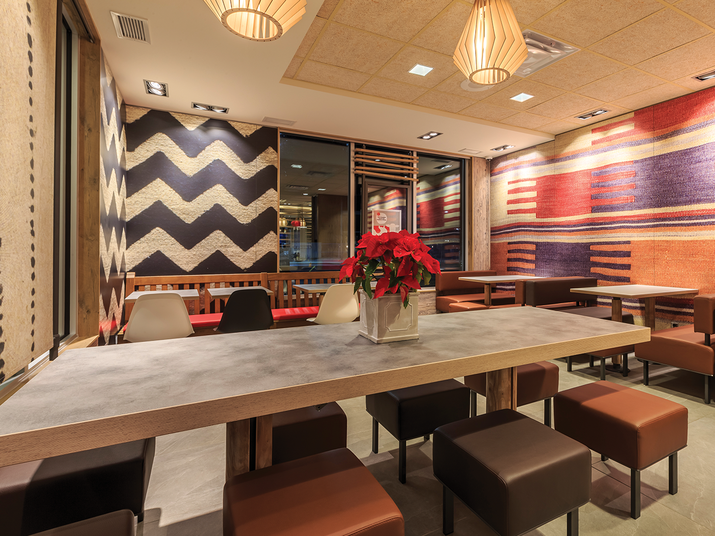 Restaurant Design - Custom Restaurant Furniture - McDonald's Wood and Stone - Custom Fixtures - Custom Furniture