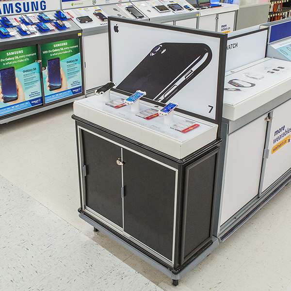 Custom Electronics Lock-up Cabinet Walmart Store Design - Retail Electronics Lock-up Cabinet Endcap