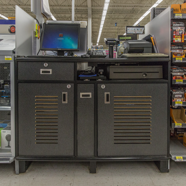 Custom Cash Desk Walmart Store Design - Custom Lock-up Cash Desk