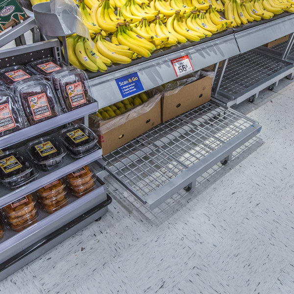 Walmart Store Design - Custom Produce Table With Slide-in Cages
