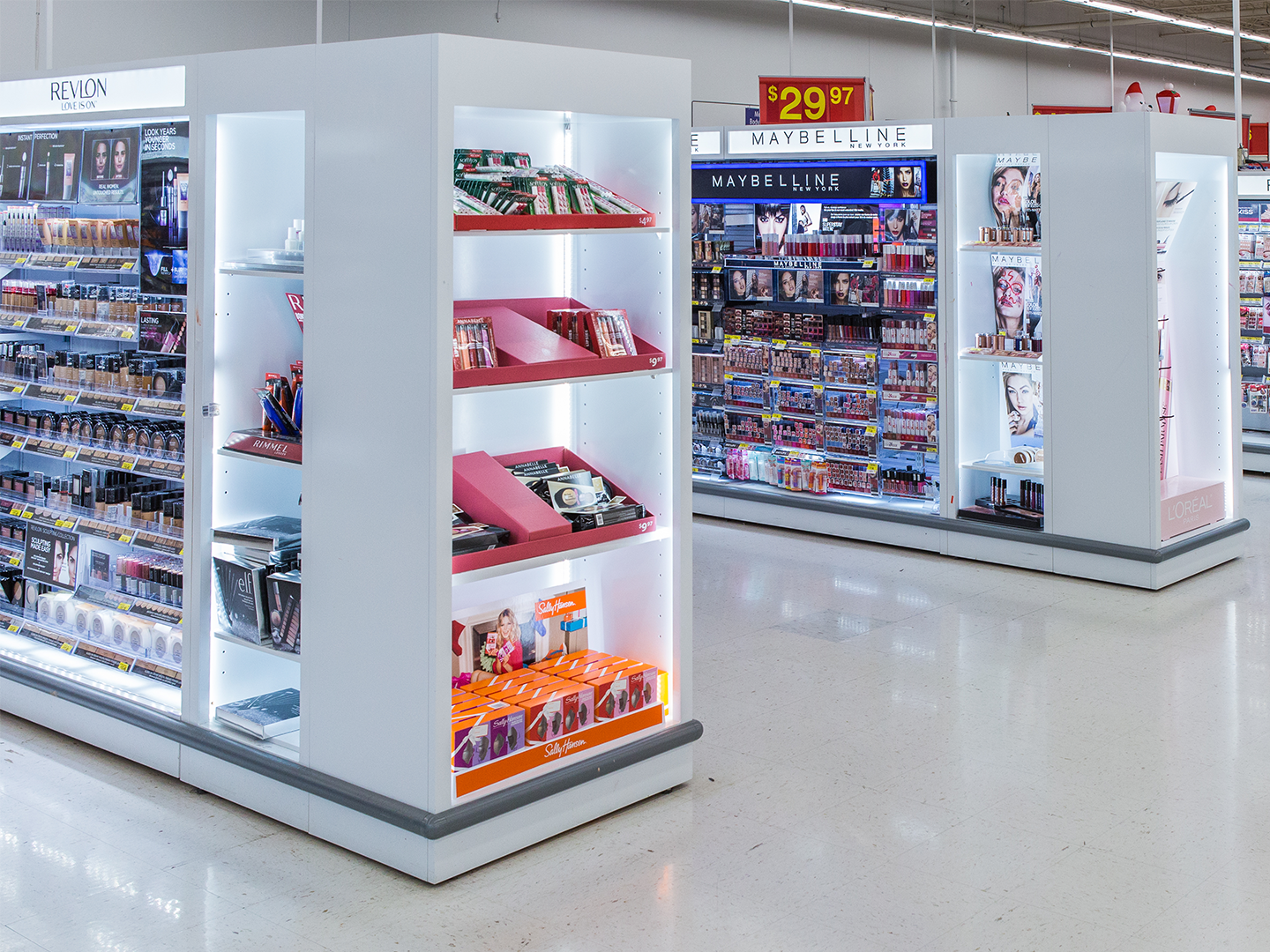 Walmart Store Design - Custom Cosmetics Gondola Endcap - Cosmetic Display - Retail Makeup Display