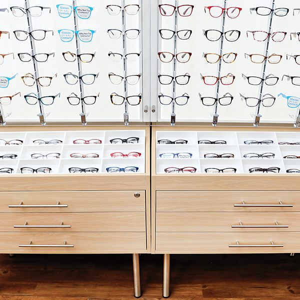 CVS Store Design - Custom Optical Display - Wall Glasses Display with Built-in Storage