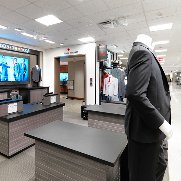 Tuxshop Store Design - Custom Display Fixture Shop-in-Shop with Manequin Display