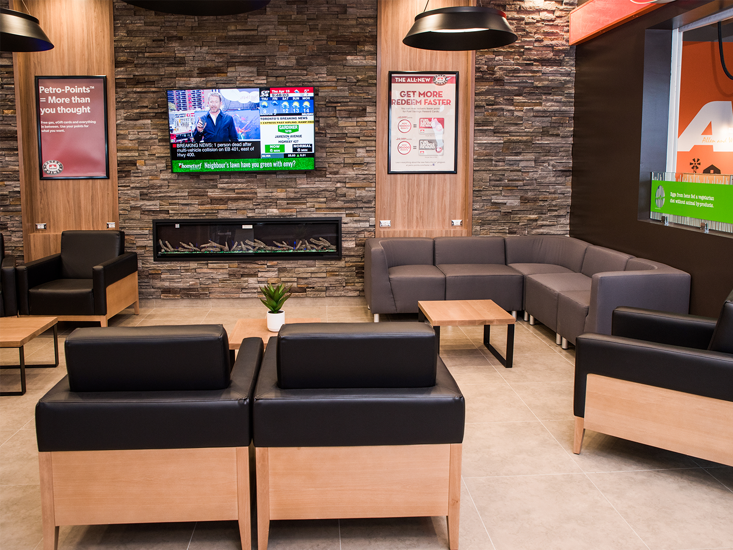 Petro Canada - Custom Furniture for Lounge Area - Custom Couch and Coffee Table - C-Store Display - Convenience Store