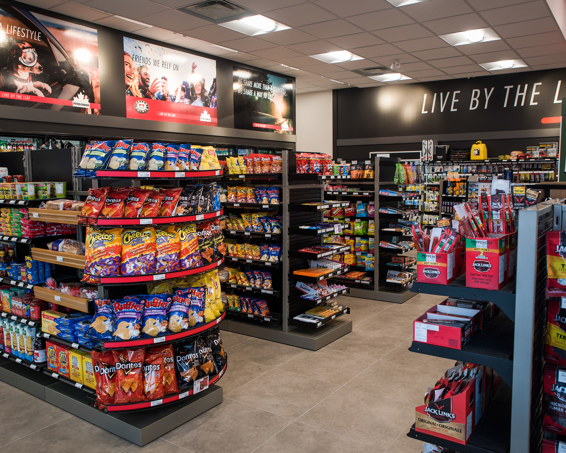Petro Canada C-Store Design - Custom Merchandising Display, Snacks Display Shelves