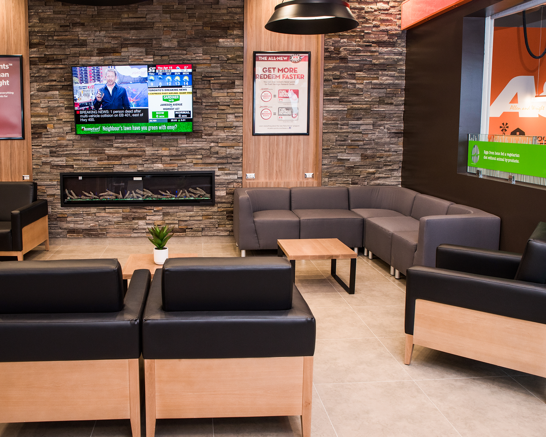 Petro Canada C-Store Design - Custom Furniture for Lounge Area, Couch and Coffee Table