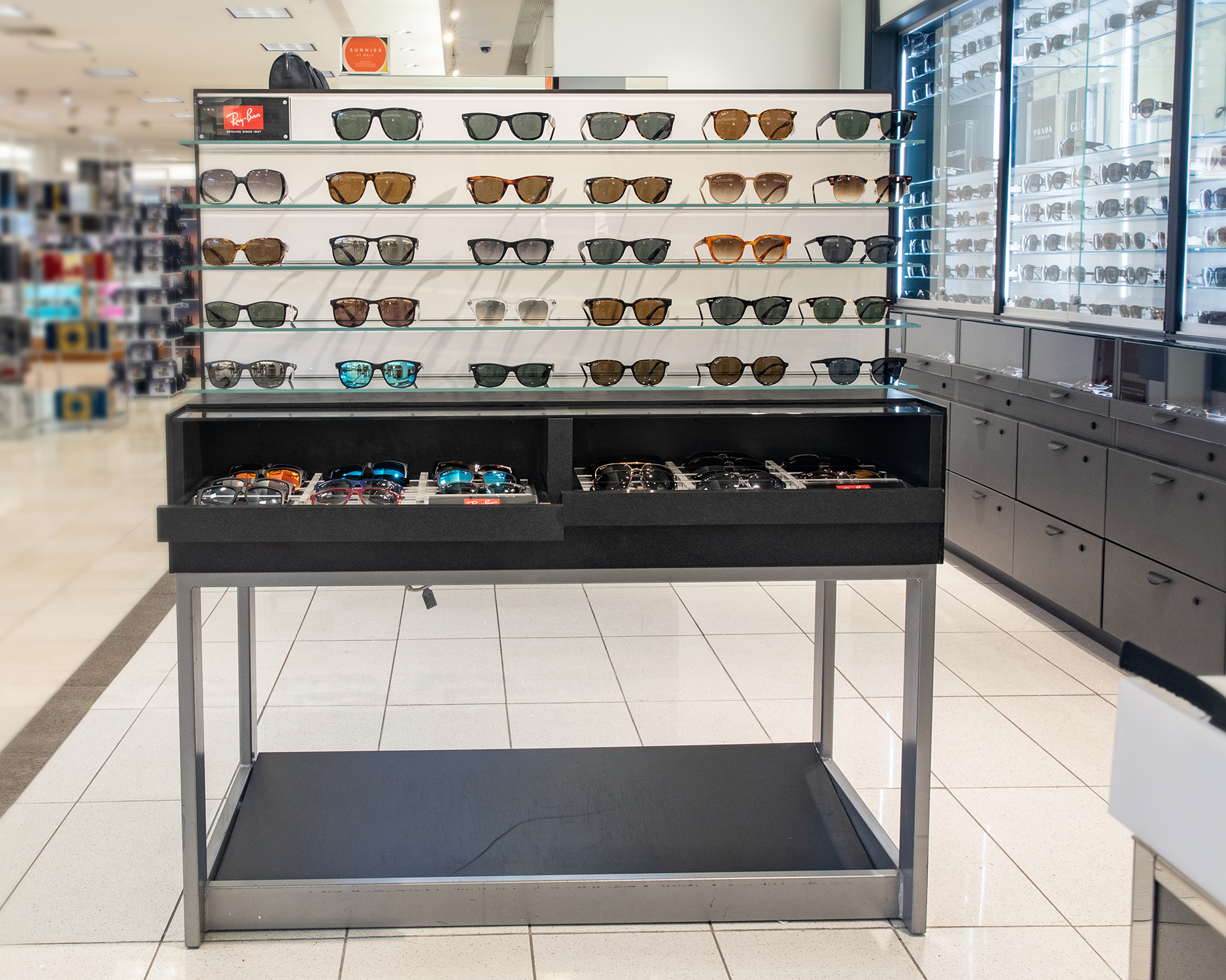Custom Sunglasses Display Belk Store Design - Sunglasses Gondola Displays