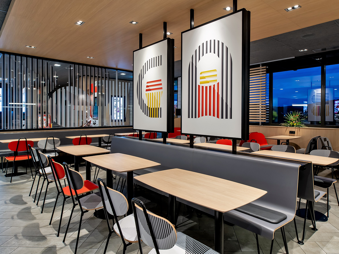 Restaurant Design - Custom Restaurant Furniture - McDonald's Geometry - Custom Fixtures - Custom Furniture